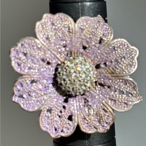 Sparkly Purple Floral Statement Ring